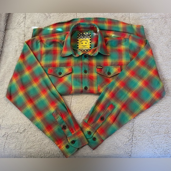DIXXON Mens The Samson Right Near Da Beach Long Sleeve Button Down Flannel Shirt - Picture 3 of 15